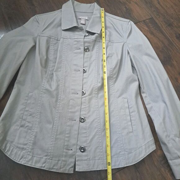 Chico's Jacket Size 0 Small Bling Embroidery Mocha / Tan Granola Girl Academia - Picture 14 of 15